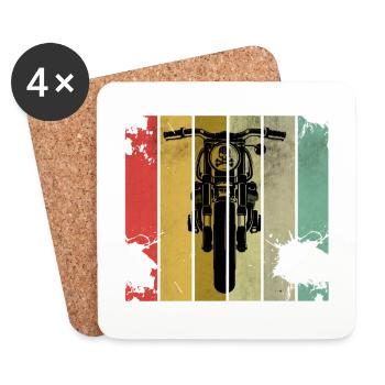Motorrad Biker Retro - Untersetzer (4er-Set) - Weiß - Vorne