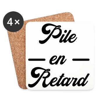 Pile en retard / Humour / Ponctualité - Dessous de verre (lot de 4) - blanc - Devant