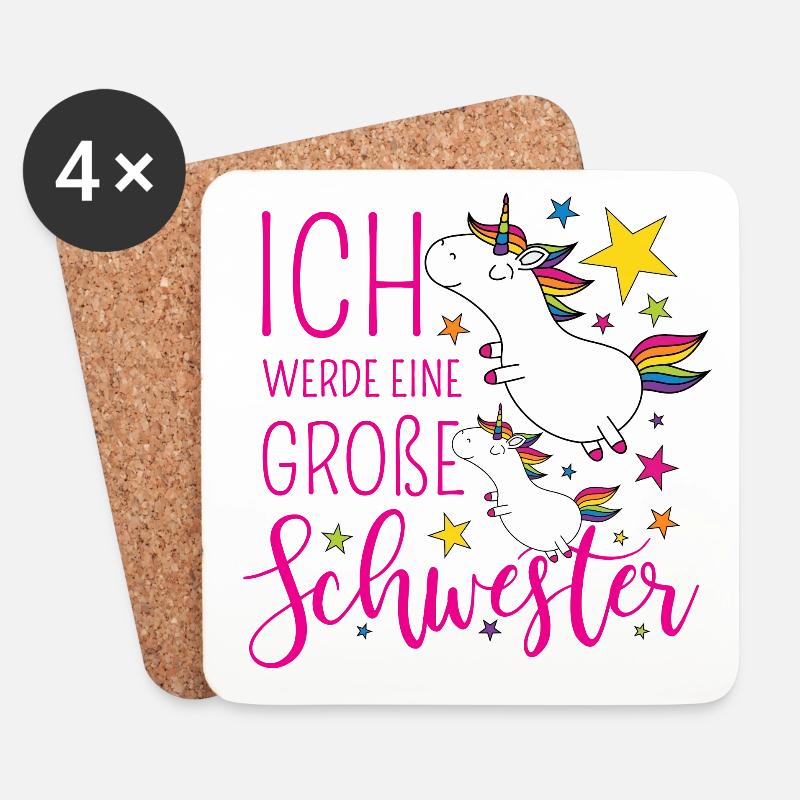 Große Schwester Einhorn Einhörner pink Sterne bunt - Untersetzer (4er-Set) - Weiß