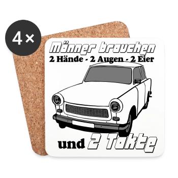  , DDR , 2 Hände 2 Augen 2 Eier 2 Takte (25 - Untersetzer (4er-Set) - Weiß - Vorne