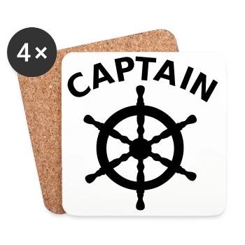 Captain Nautical Ship's Wheel - Coasters (set of 4) - white - Front