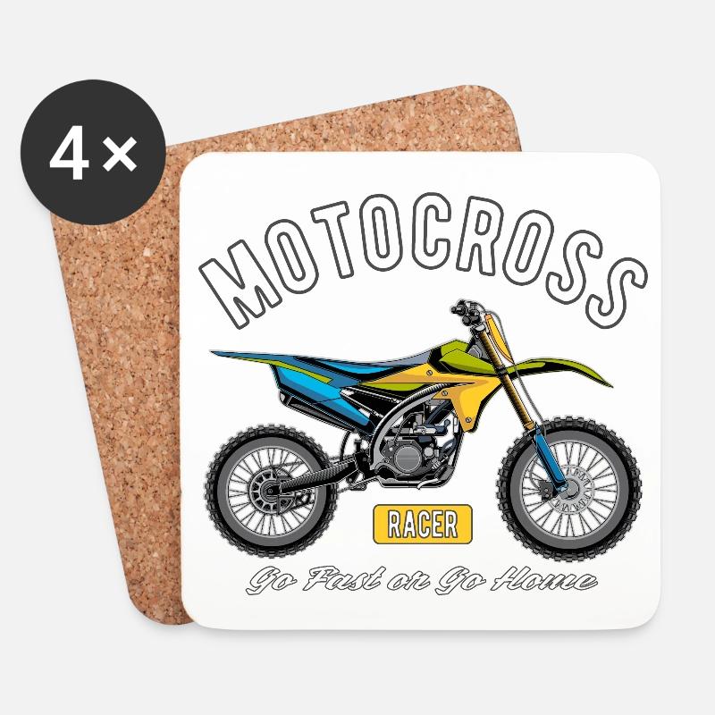 Motocross Racer! - Untersetzer (4er-Set) - Weiß