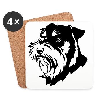 Schnauzer head - Coasters (set of 4) - white - Front