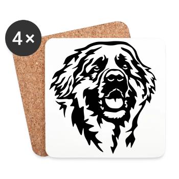 Leonberger head - Coasters (set of 4) - white - Front