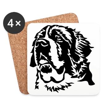 Tête de Saint Bernard - Dessous de verre (lot de 4) - blanc - Devant