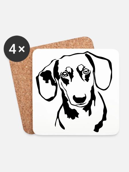 Dachshund head - Coasters (set of 4) - white