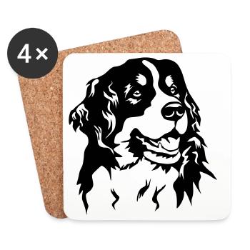 Tête de bouvier bernois - Dessous de verre (lot de 4) - blanc - Devant