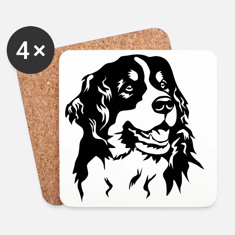Berner Sennenhund Kopf - Untersetzer (4er-Set) - Weiß