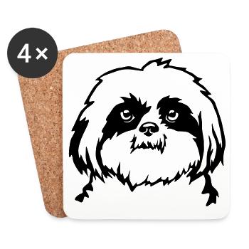 Shih Tzu Kopf - Untersetzer (4er-Set) - Weiß - Vorne
