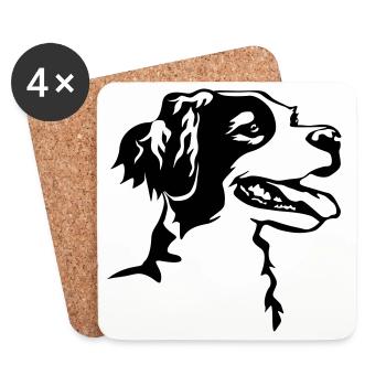 Epagneul Breton head - Coasters (set of 4) - white - Front