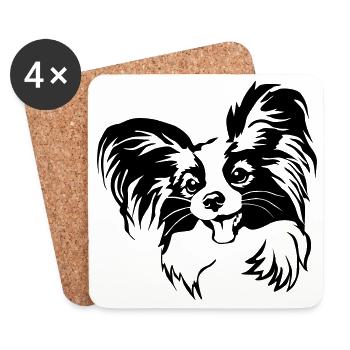 Papillon Kopf - Untersetzer (4er-Set) - Weiß - Vorne