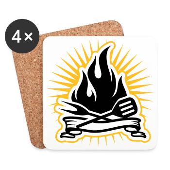 Grill Zubehör und Grill Flammen - Untersetzer (4er-Set) - Weiß - Vorne