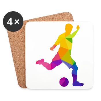 Footballeur footballeur joueur de football fan de football - Dessous de verre (lot de 4) - blanc - Devant