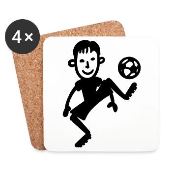 Joueur de football kicker football jeu drôle - Dessous de verre (lot de 4) - blanc - Devant