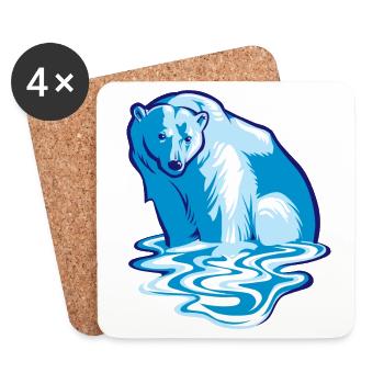 Ours polaire qui fond - Dessous de verre (lot de 4) - blanc - Devant