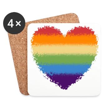 Logo coeur arc-en-ciel tourbillonné - Dessous de verre (lot de 4) - blanc - Devant