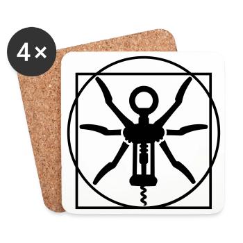 Vitruvian man wine cork screw Leonardo Da Vinci - Coasters (set of 4) - white - Front