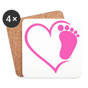 Empreinte de bébé - Dessous de verre (lot de 4) - blanc - Devant
