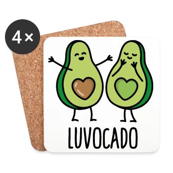 Luvocado love luv Kawaii cute avocado gift idea - Coasters (set of 4) - white - Front