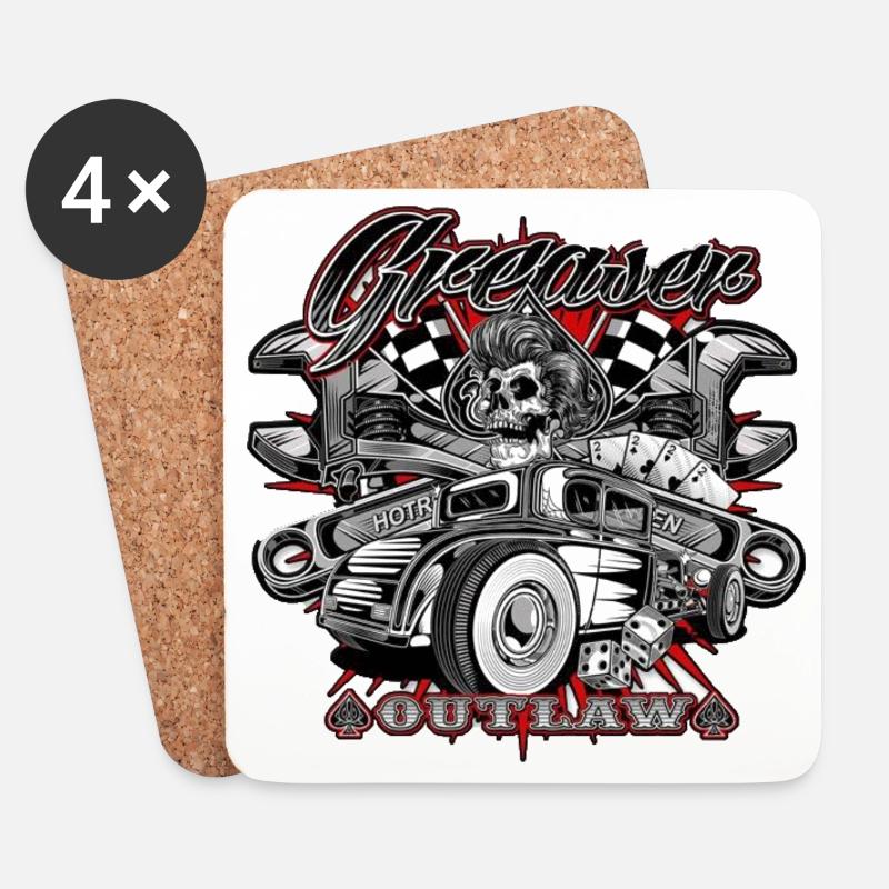 Hot rod Garage - Untersetzer (4er-Set) - Weiß