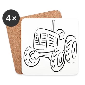 Tractor Agriculture - Coasters (set of 4) - white - Front