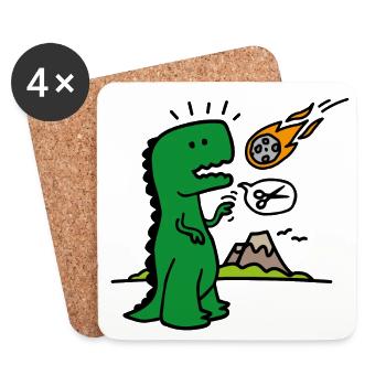 Rock paper scissors T-rex lustig Dinosaurier Komet - Untersetzer (4er-Set) - Weiß - Vorne