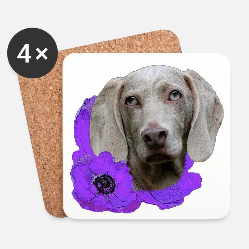 Anemonen mit Weimaraner, jagdhund Liebhaber - Untersetzer (4er-Set) - Weiß