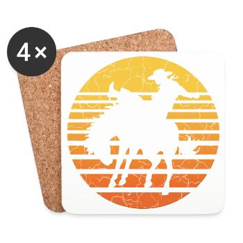 Cowboy rider in sunset - Coasters (set of 4) - white - Front