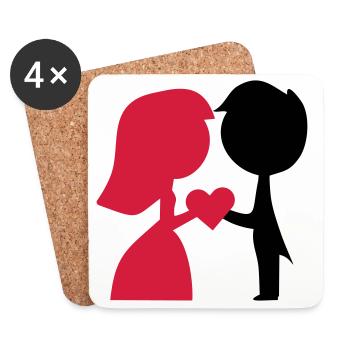 Heiraten - Untersetzer (4er-Set) - Weiß - Vorne