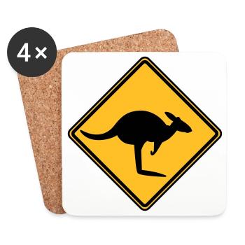 Caution kangaroo - Coasters (set of 4) - white - Front