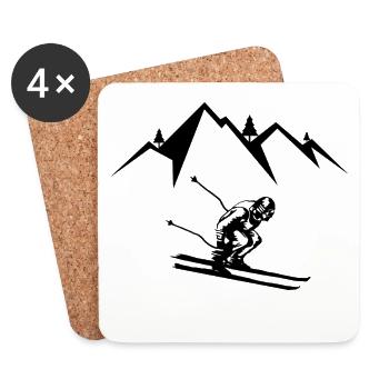 Skier skiing - Coasters (set of 4) - white - Front
