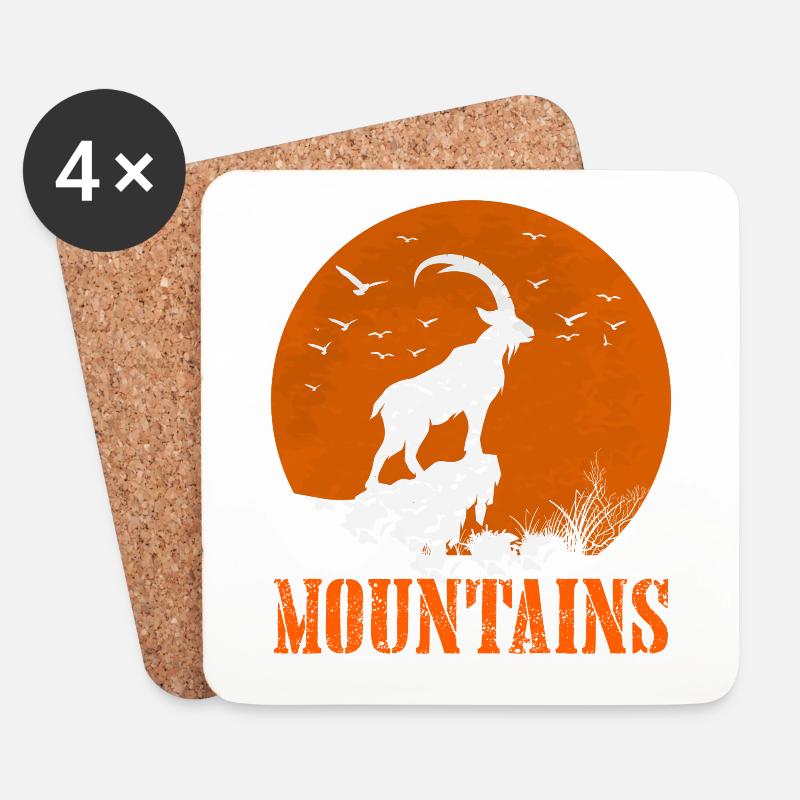 Steinbock am Sonnenkreis - Untersetzer (4er-Set) - Weiß