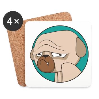 La vie du carlin | Chien | Disparu | Animaux de compagnie | Canine - Dessous de verre (lot de 4) - blanc - Devant
