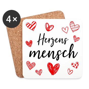 Herzensmensch Liebe Herzen Valentinstag Geschenk - Untersetzer (4er-Set) - Weiß - Vorne