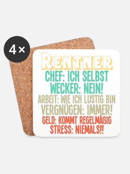 Rentner Rente - Untersetzer (4er-Set) - Weiß