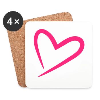 Herz in Rosa - Untersetzer (4er-Set) - Weiß - Vorne