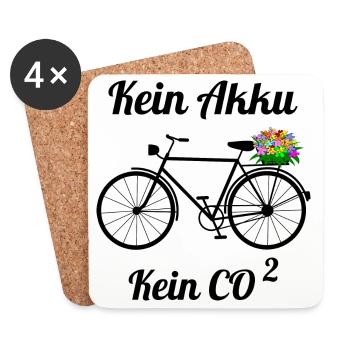 Fahrrad ohne Akku - Untersetzer (4er-Set) - Weiß - Vorne