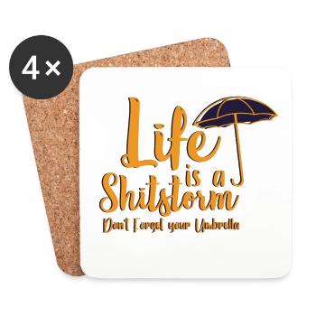 Life is a shitstorm - Untersetzer (4er-Set) - Weiß - Vorne