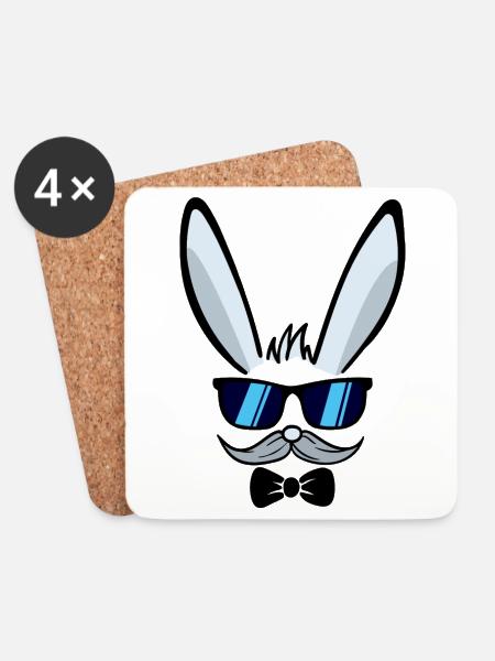 Er | Osterhase Gesicht Osterhäschen Frohe Ostern - Untersetzer (4er-Set) - Weiß