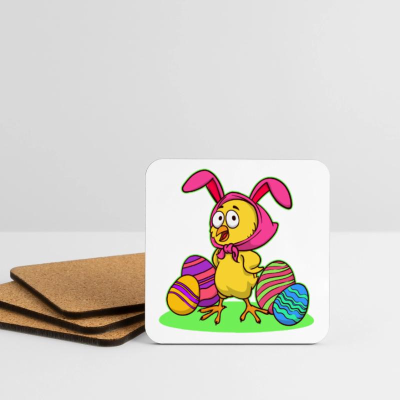 Easter chick chick easter happy easter eggs Coasters (set of 4)