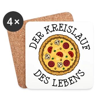 Pizza Pizzeria Salami Italienisch Essen Sprüche - Untersetzer (4er-Set) - Weiß - Vorne
