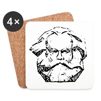 Karl Marx | Conception abstraite de visage en détresse - Dessous de verre (lot de 4) - blanc - Devant