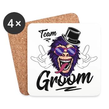 Affe Groom Team Party - Untersetzer (4er-Set) - Weiß - Vorne
