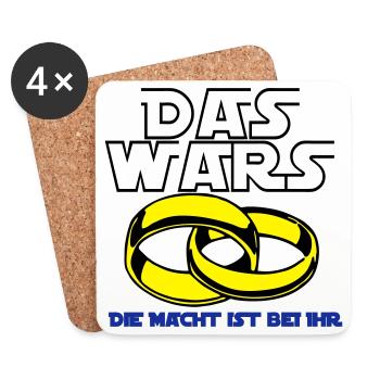 Junggesellenabschied , JGA das wars die Mach(25) - Untersetzer (4er-Set) - Weiß - Vorne