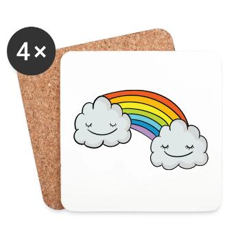 Arc-en-ciel - Dessous de verre (lot de 4) - blanc - Devant