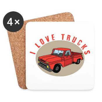 Pickup Truck Love - Dessous de verre (lot de 4) - blanc - Devant