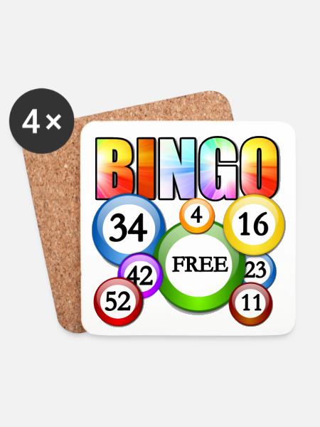 Lebendiges Bingo-Freiball-Design - Untersetzer (4er-Set) - Weiß
