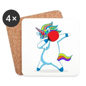 Tischtennis Einhorn Dabbing Unicorn Pferd Geschenk - Untersetzer (4er-Set) - Weiß - Vorne