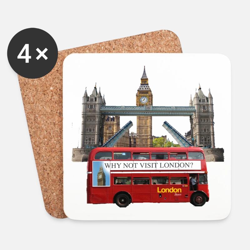 London Landmarks Collage - Coasters (set of 4) - white