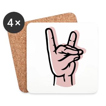 Hand - fox - offset - Coasters (set of 4) - white - Front